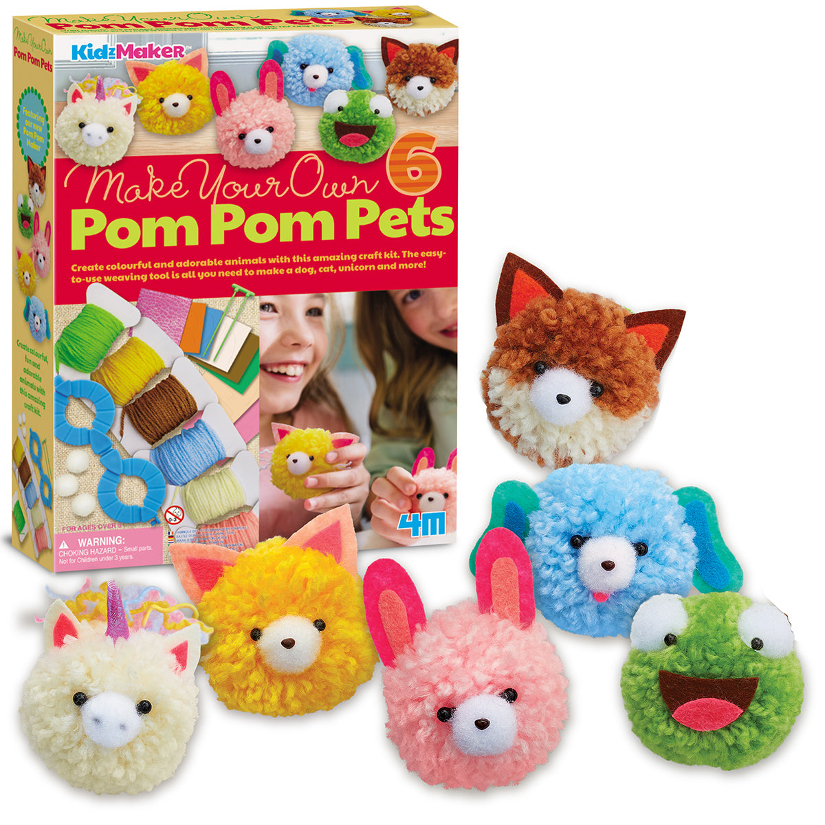 Haz tus Mascotas con Pompones KidzMaker 4M