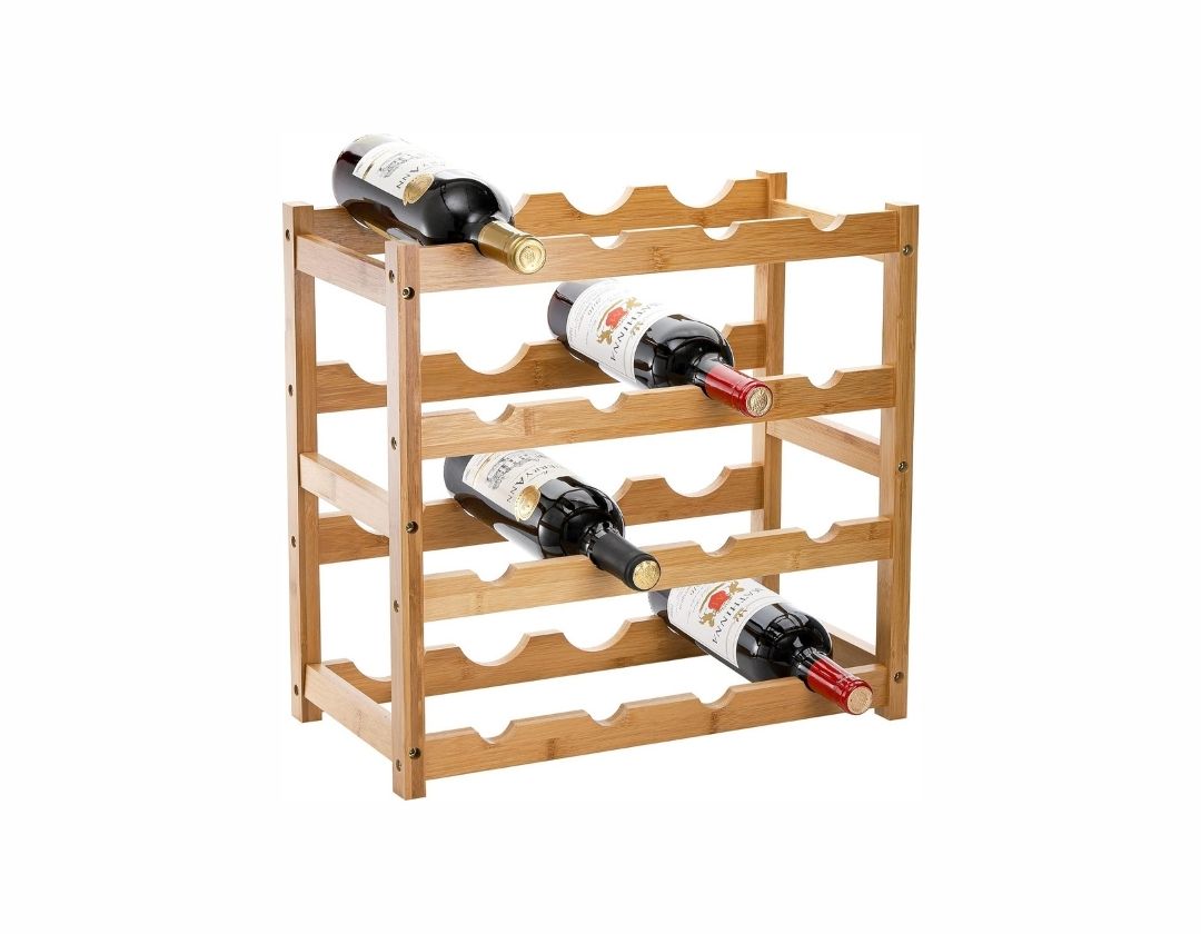 Repisa de Vino de Bambœ para 16 Botellas - Elegante Soporte de Almacenamiento Apilable