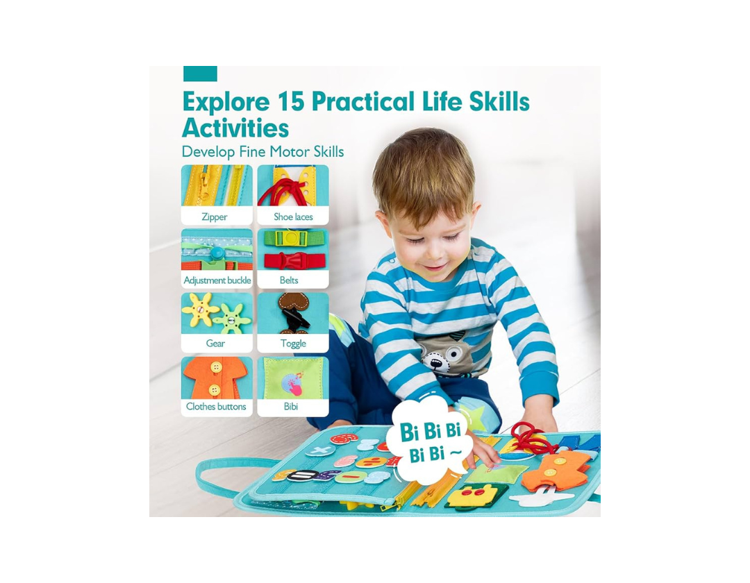 Libro Didáctico de Actividades Montessori para Niños. Busy Board.