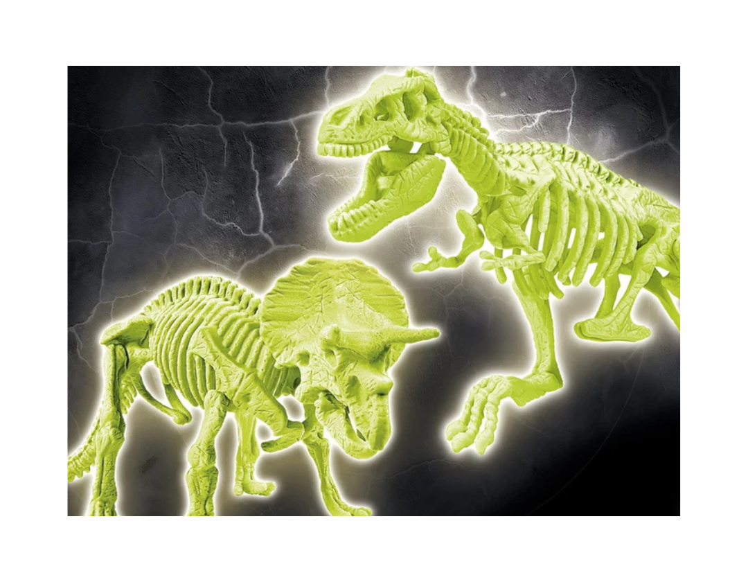 Kit Cientifico de arquelogía - T-Rex y Triceratops fosforescente