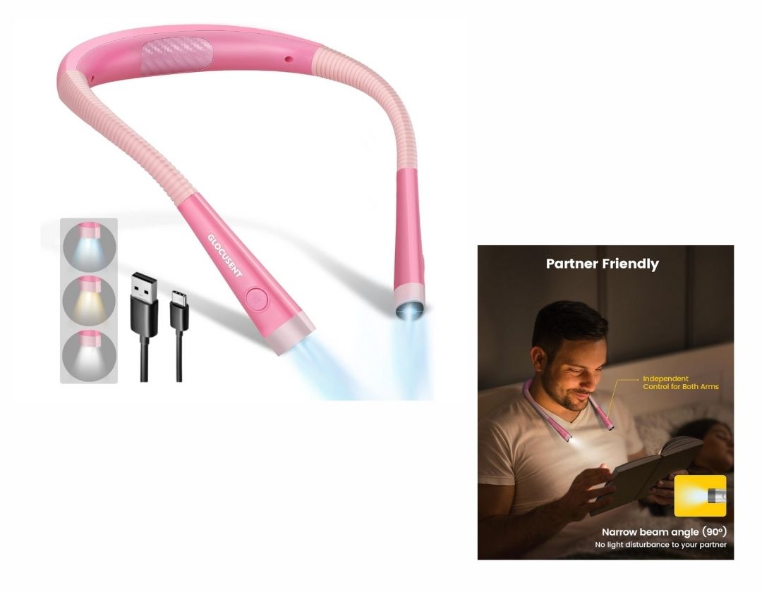 Luz de Lectura para Cuello - 3 Colores y 6 Niveles de Brillo