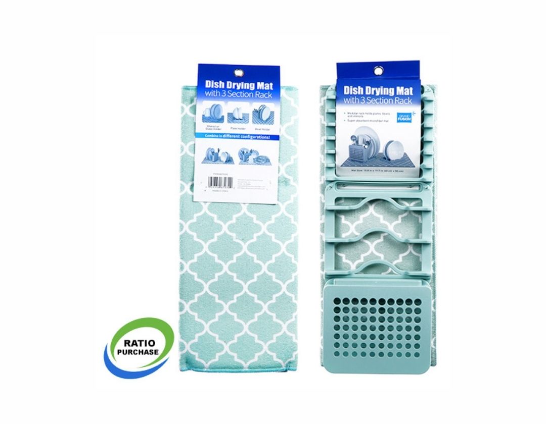 Tapete de secado de Platos con estante de 3 secciones