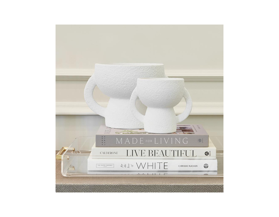 Jarrón Bajo de Doble Asa - Cerámica