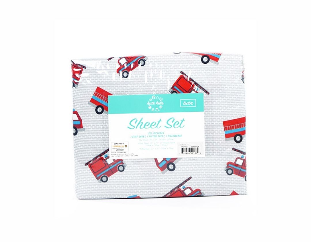 Juego de Sábanas Twin de 3 piezas - Camión de Bomberos