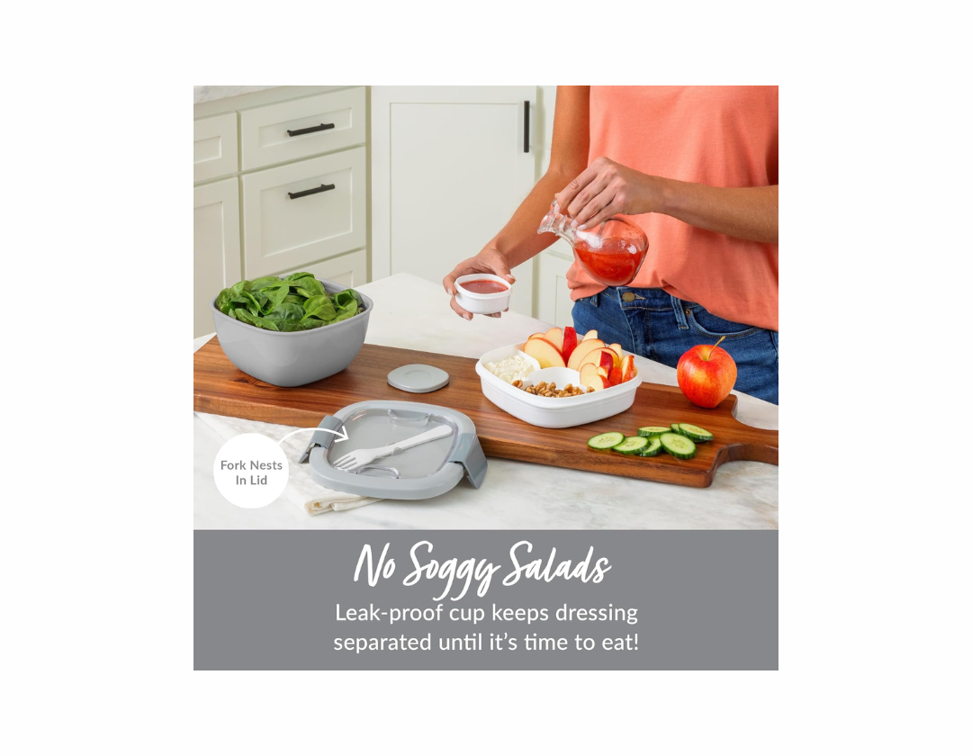 Lonchera Bentgo para Ensalada - Sostenible y Práctica para Comidas Frescas-Disponible en Gris, Verde y Azul