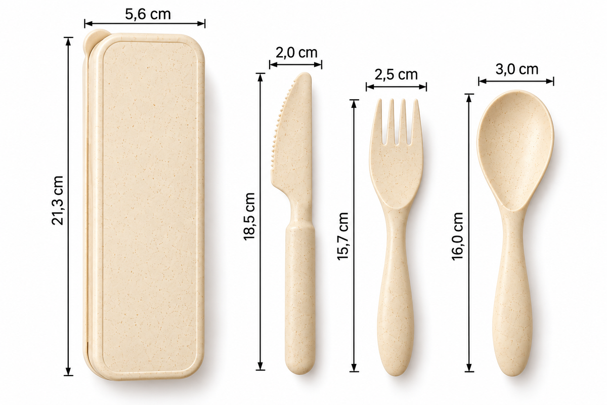 Cubiertos con Estuche para Lonchera (Cuchillo, Tenedor y Cuchara)