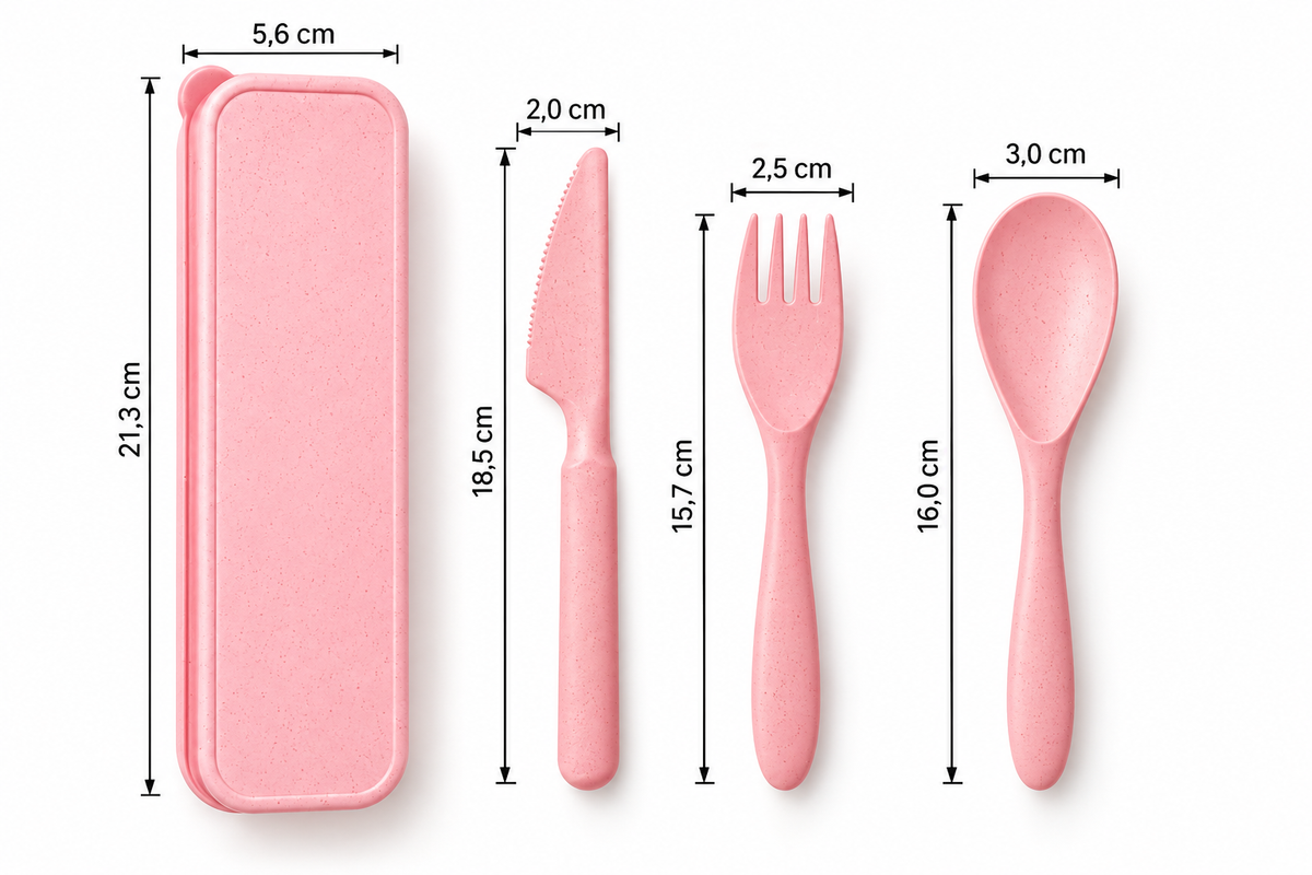 Cubiertos con Estuche para Lonchera (Cuchillo, Tenedor y Cuchara)