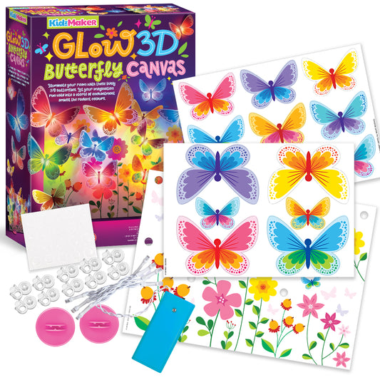 Lienzo 3D de Mariposas que Brillan KidzMaker 4M