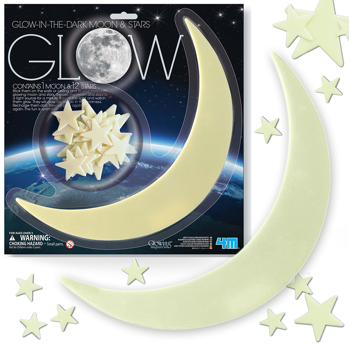 Luna y Estrellas que Brillan en la Oscuridad Glowing Imaginations 4M