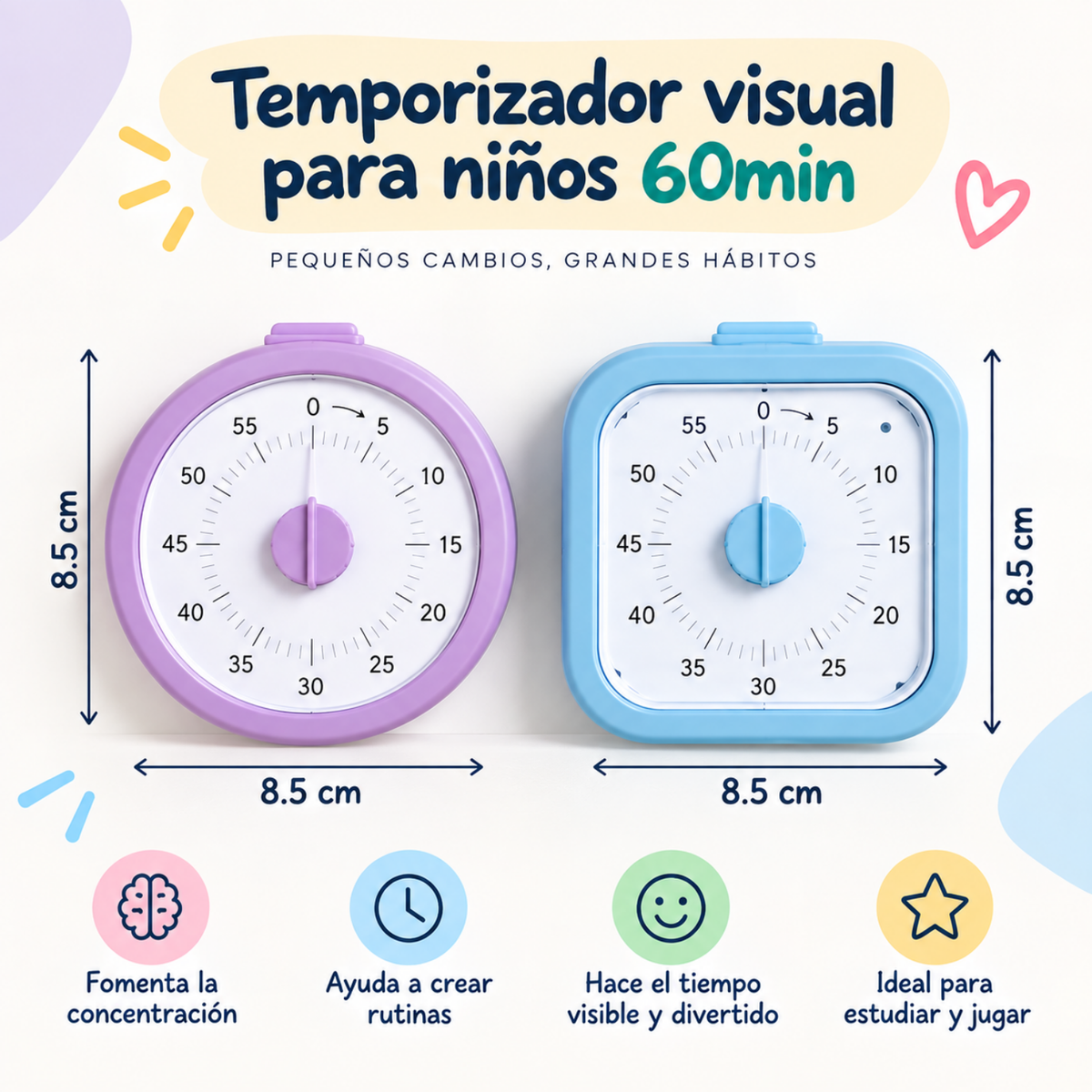 Temporizador Visual 1h cuadrado