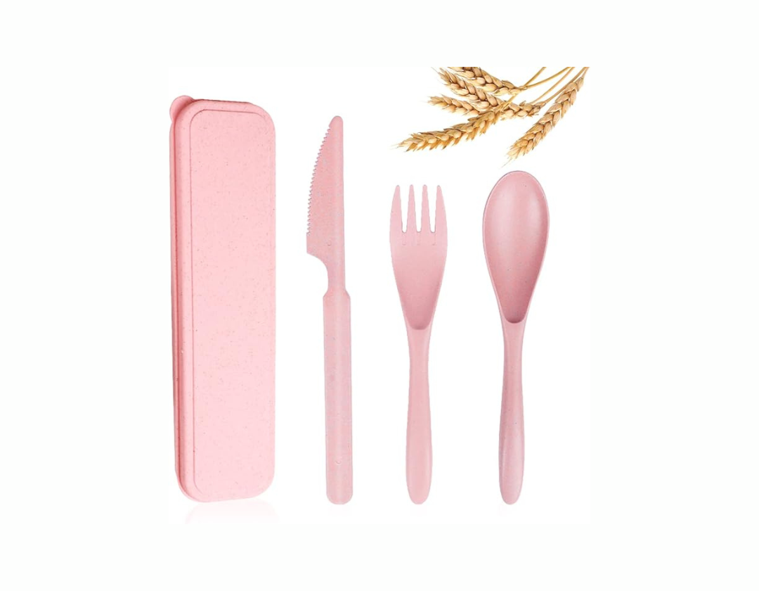 Set de utensilios o cubiertos de para lonchera con estuche. Cuchillo, Tenedor y Cuchara