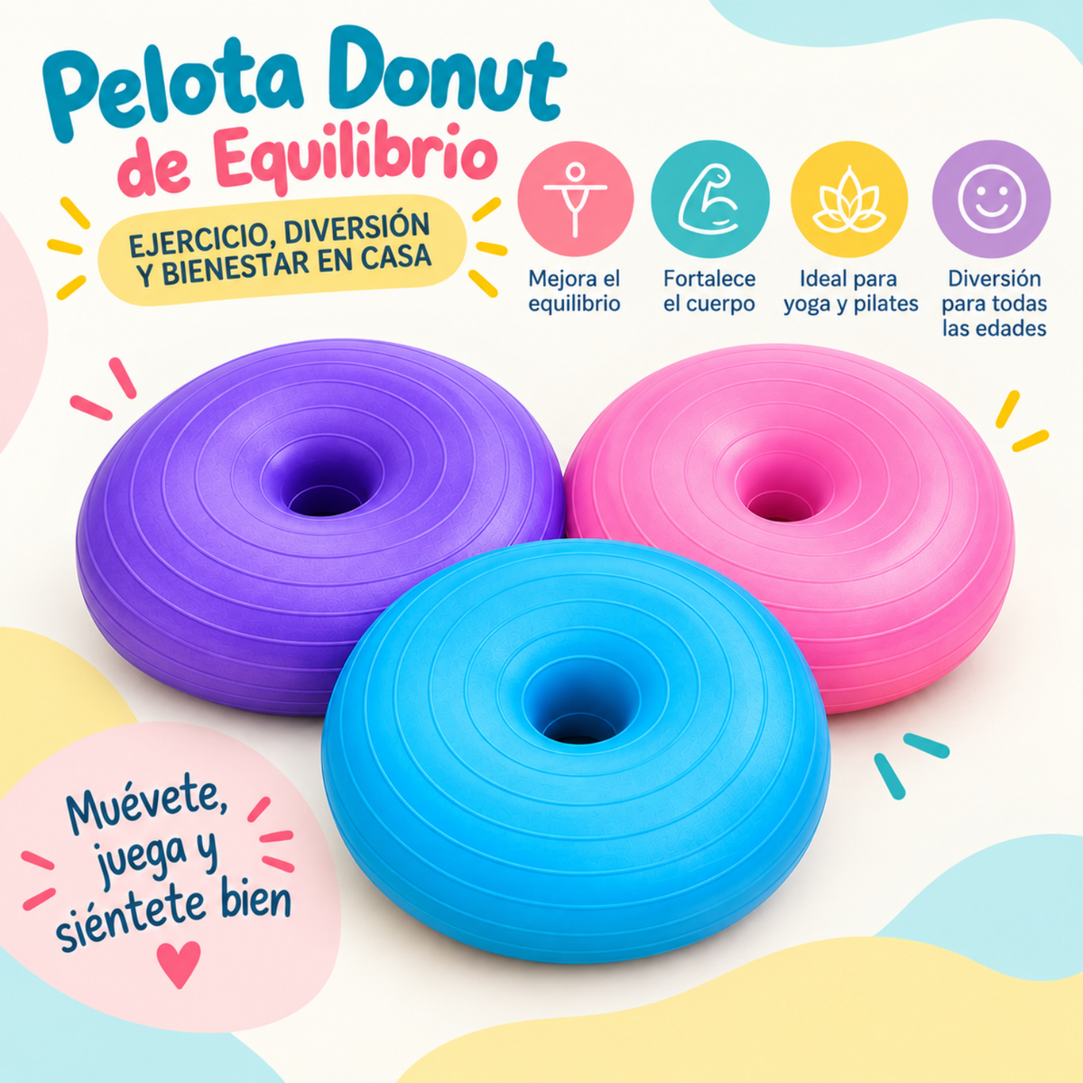 Pelota Inflable Donut de equilibrio y movimiento