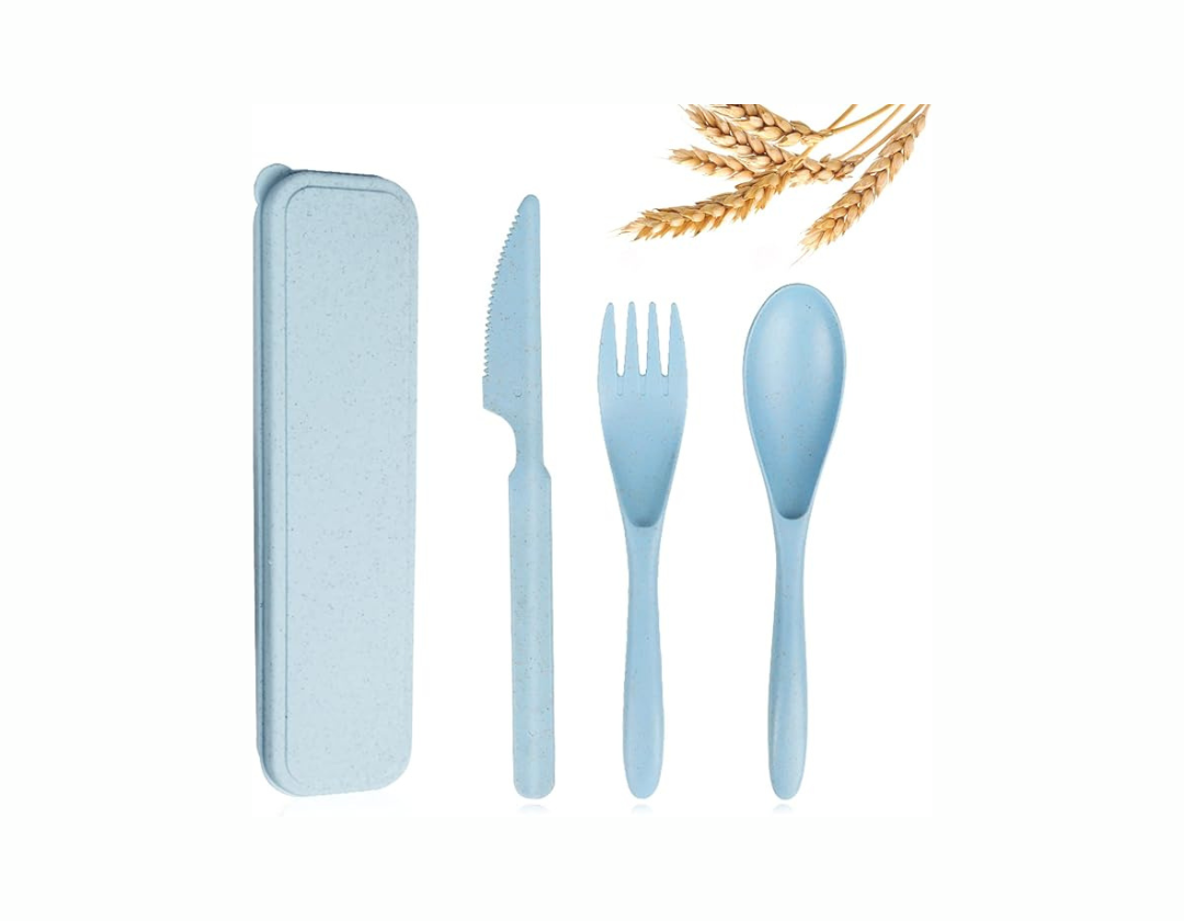 Set de utensilios o cubiertos de para lonchera con estuche. Cuchillo, Tenedor y Cuchara