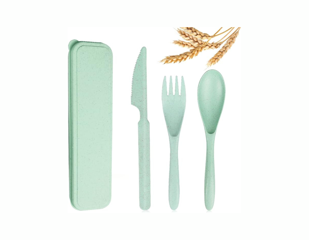 Set de utensilios o cubiertos de para lonchera con estuche. Cuchillo, Tenedor y Cuchara