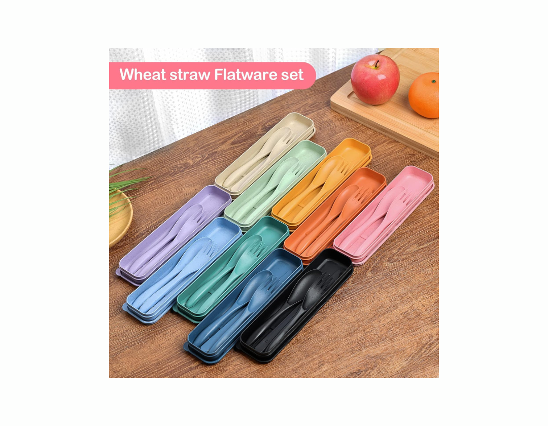 Set de utensilios o cubiertos de para lonchera con estuche. Cuchillo, Tenedor y Cuchara