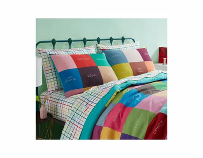 Juego de Sábanas Twin de 3 Piezas - Cuadrícula de arco iris tropical