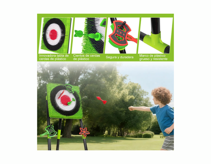 Juego de lanzamiento de hachas, con objetivo de cerdas y 8 hachas; para patio trasero, interiores y exteriores
