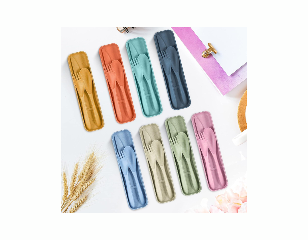 Set de utensilios o cubiertos de para lonchera con estuche. Cuchillo, Tenedor y Cuchara