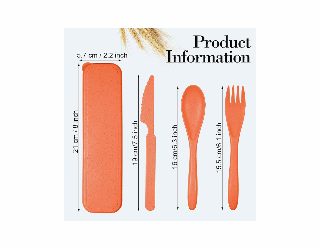 Set de utensilios o cubiertos de para lonchera con estuche. Cuchillo, Tenedor y Cuchara