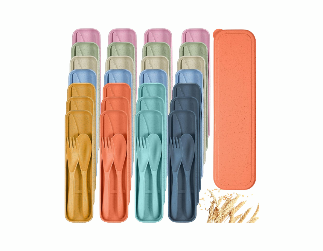 Set de utensilios o cubiertos de para lonchera con estuche. Cuchillo, Tenedor y Cuchara