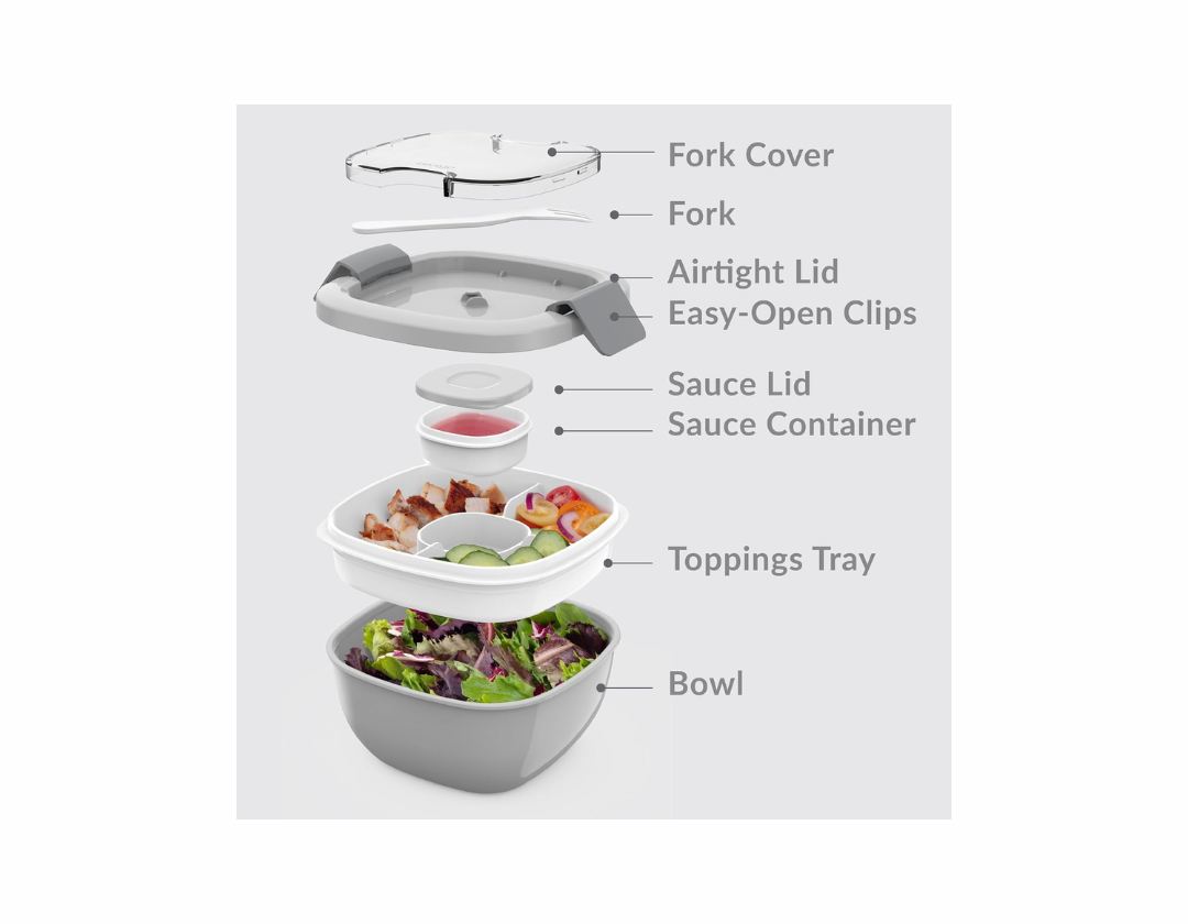 Lonchera Bentgo para Ensalada  - Sostenible y Práctica para Comidas Frescas-Disponible en Gris, Verde y Azul