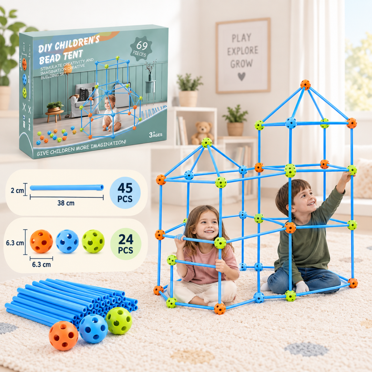 Kit de Construcción de Fuertes– 69 piezas