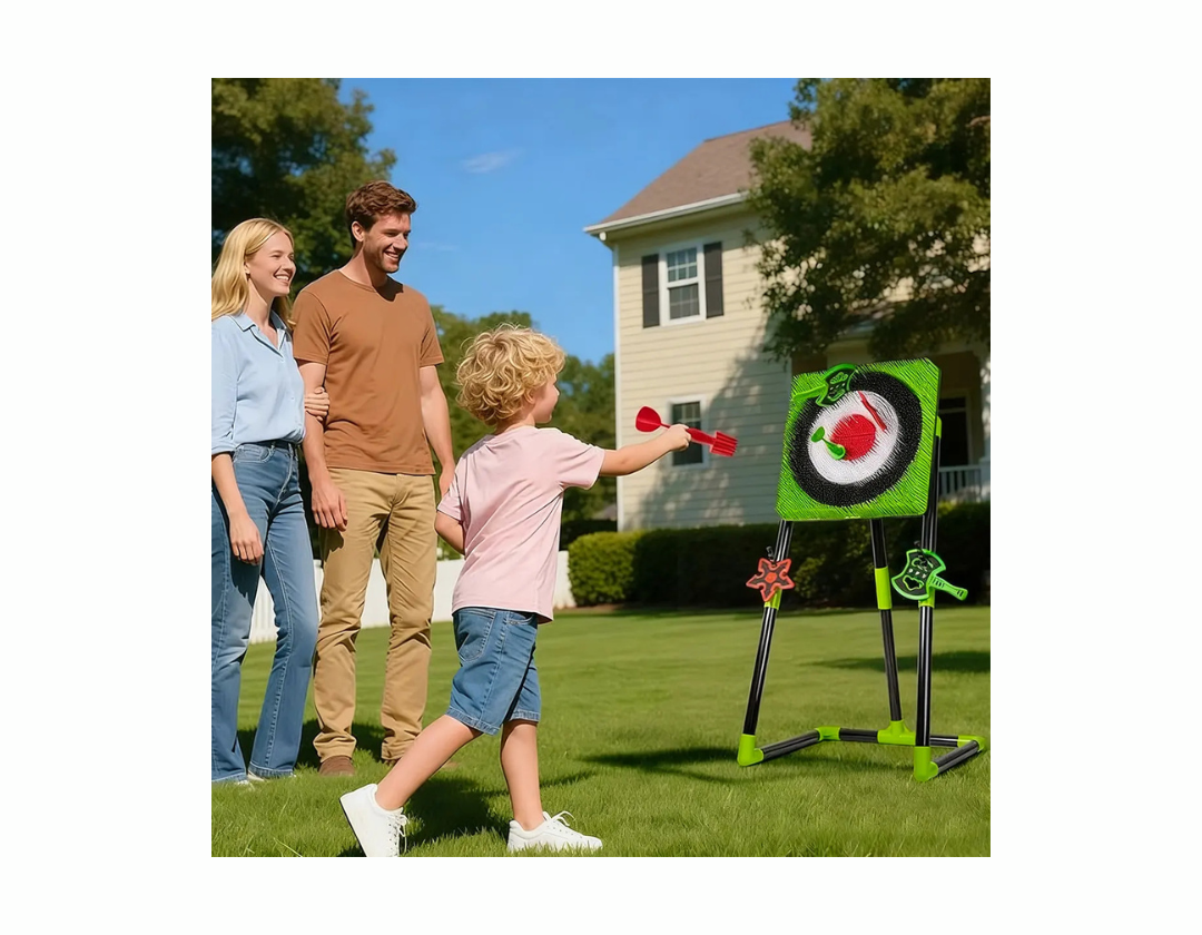 Juego de lanzamiento de hachas, con objetivo de cerdas y 8 hachas; para patio trasero, interiores y exteriores