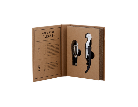 Tapón para Vino en Caja Libro - More Wine Please