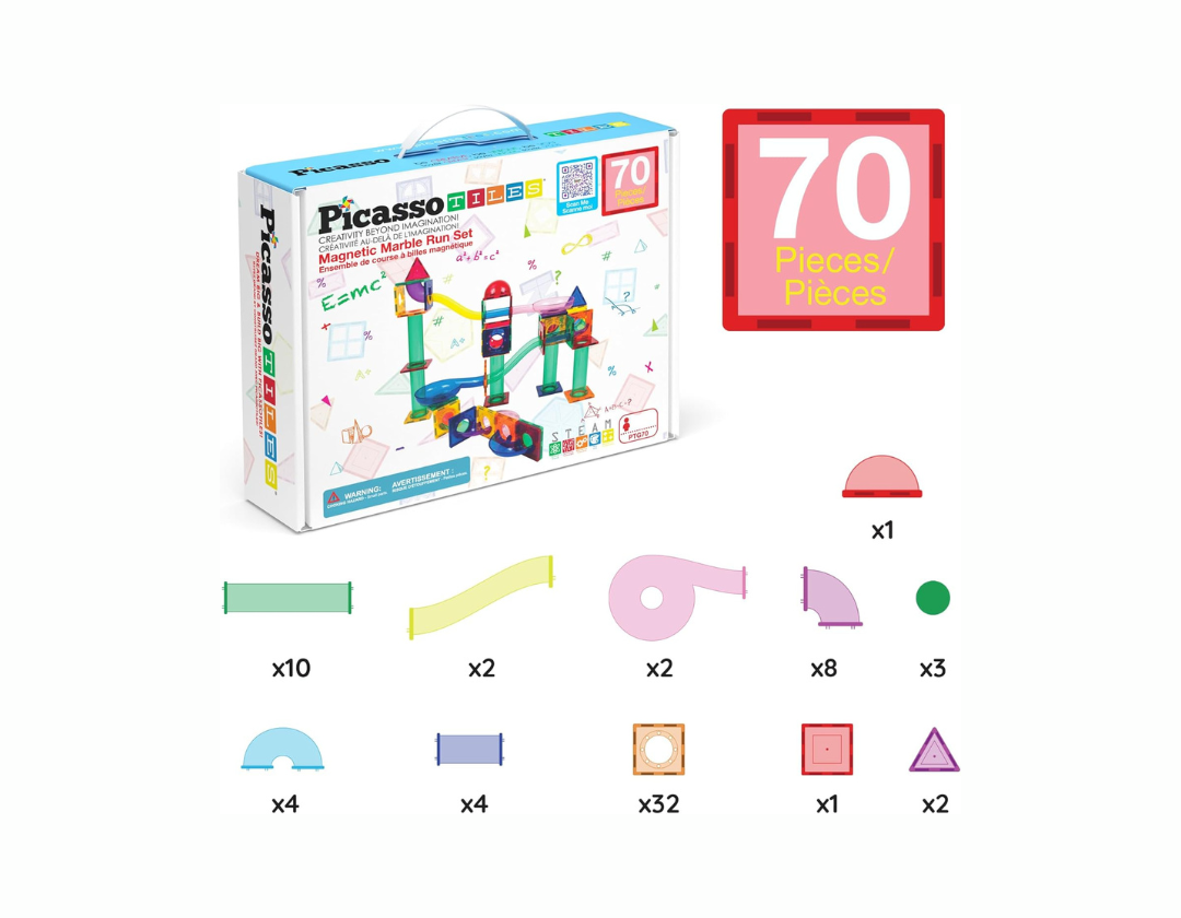 PicassoTiles Pista de Carreras de Canicas - 70 Piezas
