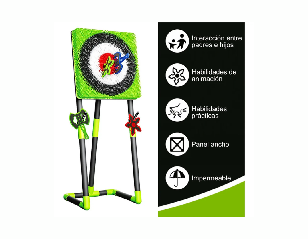 Juego de lanzamiento de hachas, con objetivo de cerdas y 8 hachas; para patio trasero, interiores y exteriores