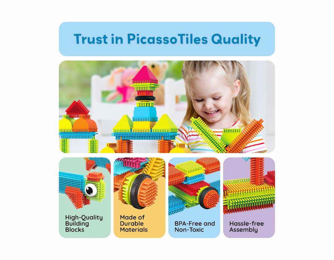 PicassoTiles – 240 Piezas Hedgehog Interlocking 3D Blocks