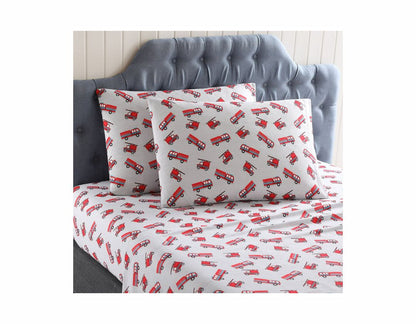 Juego de Sábanas Twin de 3 piezas - Camión de Bomberos