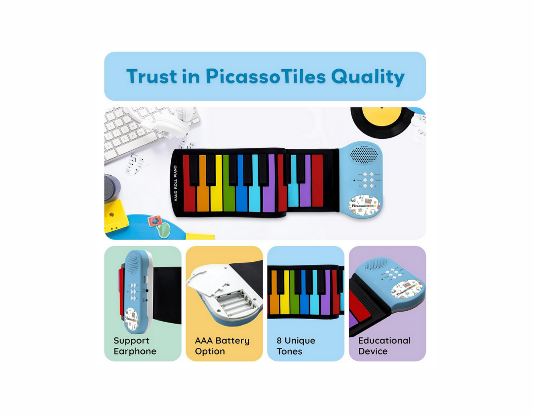 PICASSOTILES PT49 KIDS 49-KEY FLEXIBLE ROLL-UP EDUCATIONAL PIANO