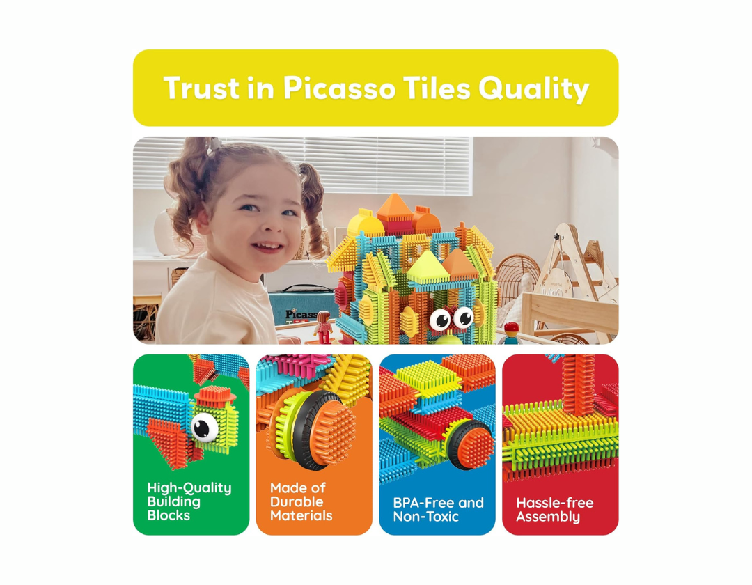 PicassoTiles – 120 Piezas Hedgehog Interlocking 3D Blocks