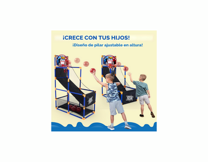 Juego De Baloncesto Tipo Arcade Con 4 Bolas Y Aro Para Niños De 3 A 12 Años