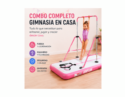 Combo Gimnasia en Casa – Barra + Colchoneta Inflable + Anillos