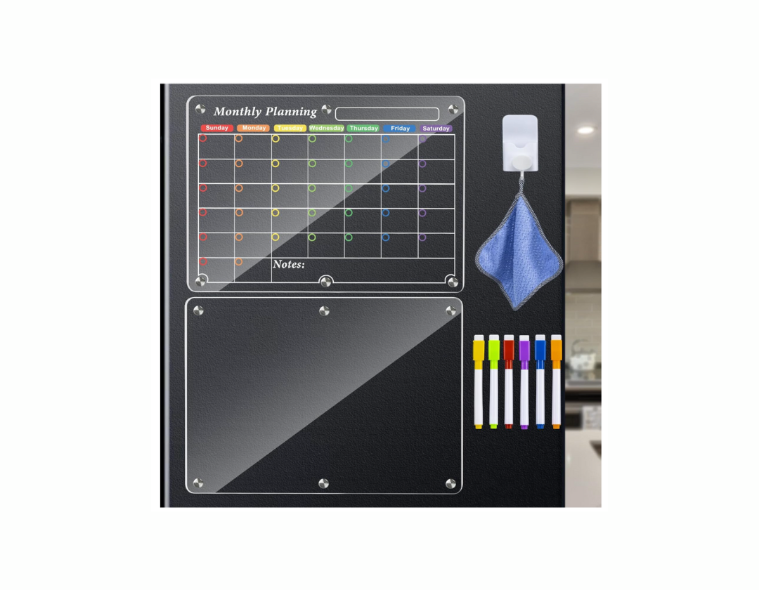 Juego de pizarras magnéticas de acrílico transparente para refrigerador 40.5 cm x 30.5 cm