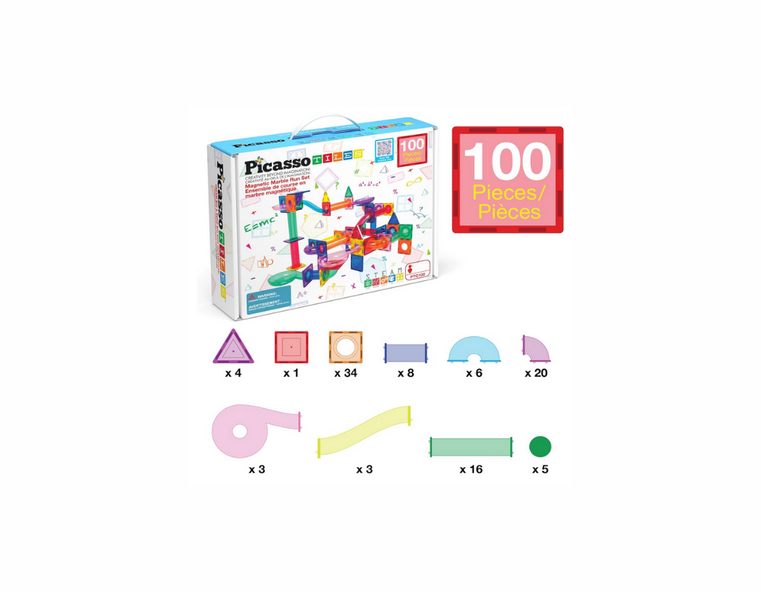 Set de construcción magnética con canicas – PicassoTiles 100 piezas