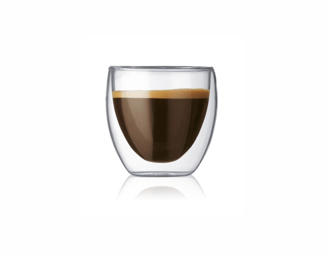 Vasos o tazas de vidrio doble pared 80 ml. Ideal para expreso.