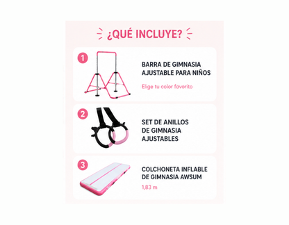 Combo Gimnasia en Casa – Barra + Colchoneta Inflable + Anillos