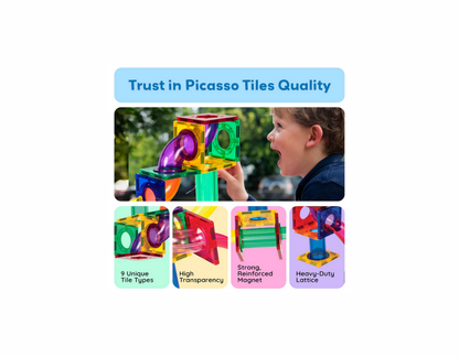 Magnetic Marble Run Set – PicassoTiles 100 Pieces