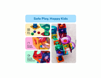 Magnetic Marble Run Set – PicassoTiles 100 Pieces