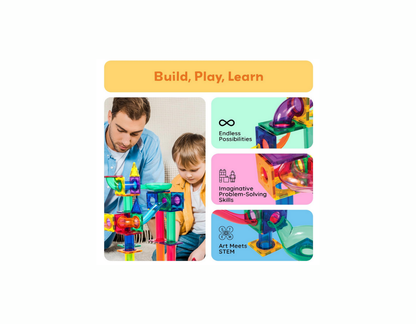 Magnetic Marble Run Set – PicassoTiles 100 Pieces
