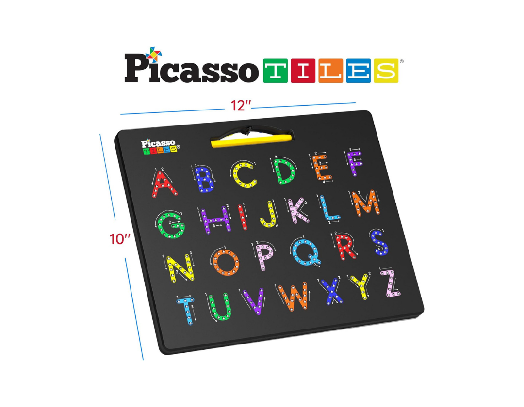 Picasso Tiles 2-1 Pizarra Magnetica de Alfabeto para Niños - 2 Lados (Mayúsculas y Minúsculas)