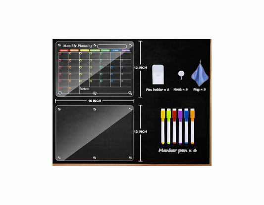 Juego de pizarras magnéticas de acrílico transparente para refrigerador 40.5 cm x 30.5 cm