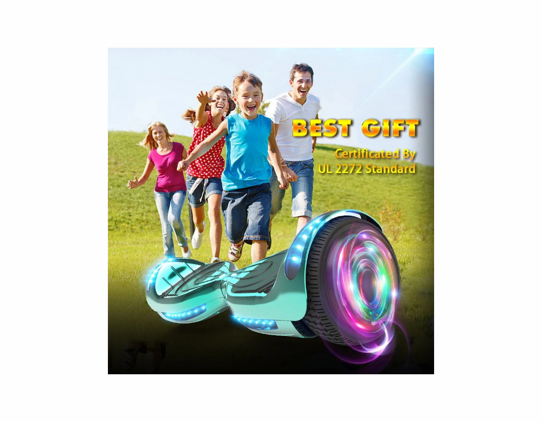 Hoverboard con Altavoz Bluetooth con Luz led de HOVERSTAR- Turquesa, Rosado, Azul Cromado