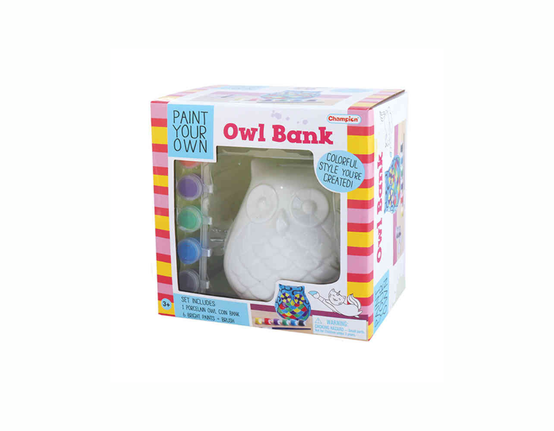 Set Pinta Tu Popia Alcancia De Buho