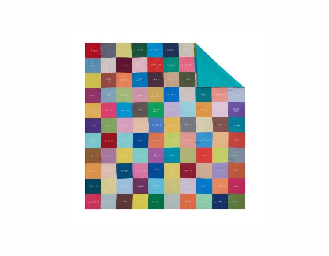 Juego de Edredón Reversible Full/Queen de 3 Piezas con Alfabeto Arcoíris Multicolor