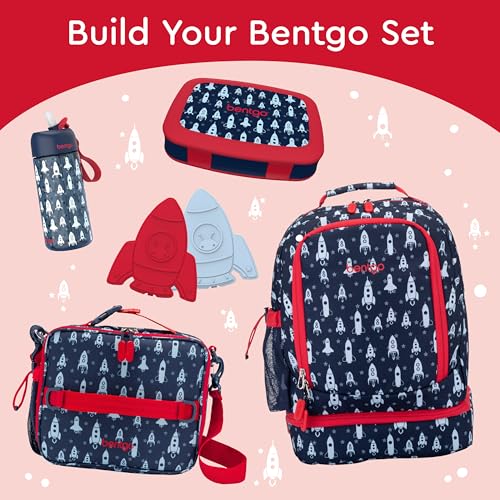 Bentgo Kids Lonchera estilo Bento con 5 compartimentos, a prueba de fugas y sin BPA, ideal para niños de 3 a 7 años. Cohete.