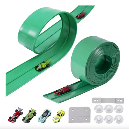 Set de Pista Enrollable con Autos de Carrera y Ventosas 10m